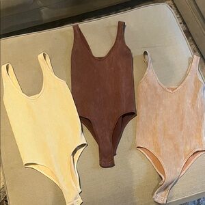 Women’s Ribbed bodysuit: Cream, Brown, Tan